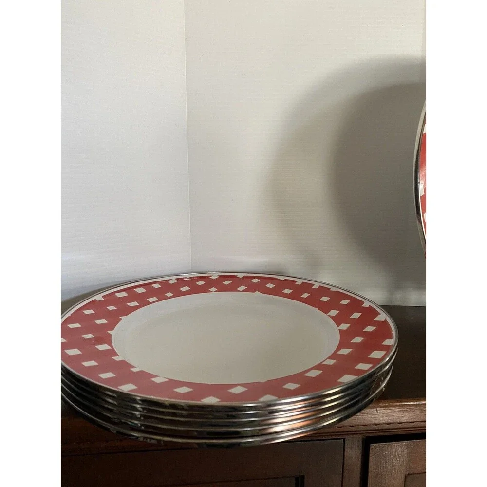 Set of 6 Pottery Barn Red White Gingham 12